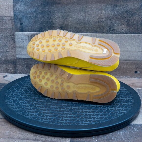 REEBOK CLASSIC LEATHER WOMENS ATHLETIC SHOES RETRO UTILITY YELLOW LOW SIZE 7 - Picture 4 of 9